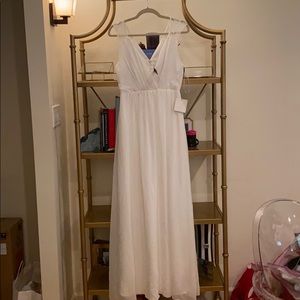 Lulu’s white wedding dress gown w/lace straps